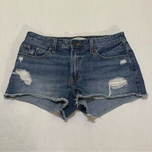 Abercrombie and Fitch Distressed Cutoff Denim Blue Jean Shorts Womens 2 W26